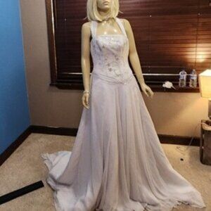 Nwot White Wedding Dress Tall Corset Style Levinchey Size 7/8